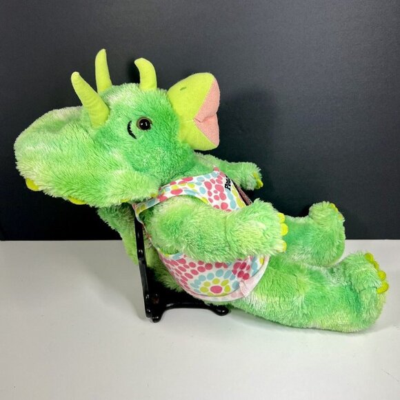 Build A Bear Green Triceratops Dinosaur 18" Plush with Sequins and Dot Tank - Picture 6 of 11